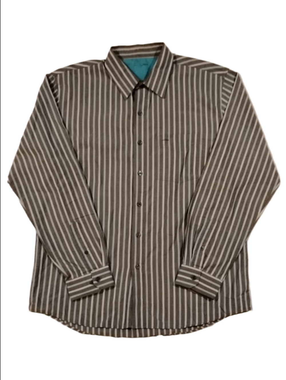 3/$20 Van Heusen Gray and White Vertical Stripe Dress Shirt